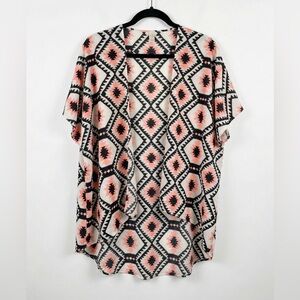 Live 4 Truth Aztec Tribal Print Kimono Cardigan | Size M | Pink Black White